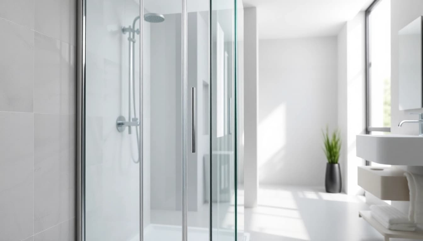 Erleben Sie die elegante duschkabine 100x100 pendeltür im modernen Badezimmer.