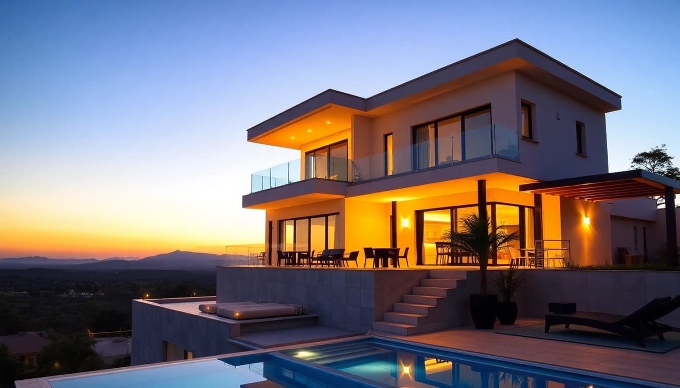 Stunning villa in Northern Cyprus showcasing nord zypern immobilien in scenic sunset.