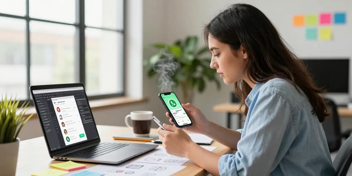 Engaging scene showcasing GB WhatsApp download on smartphone with customization options in a modern workspace