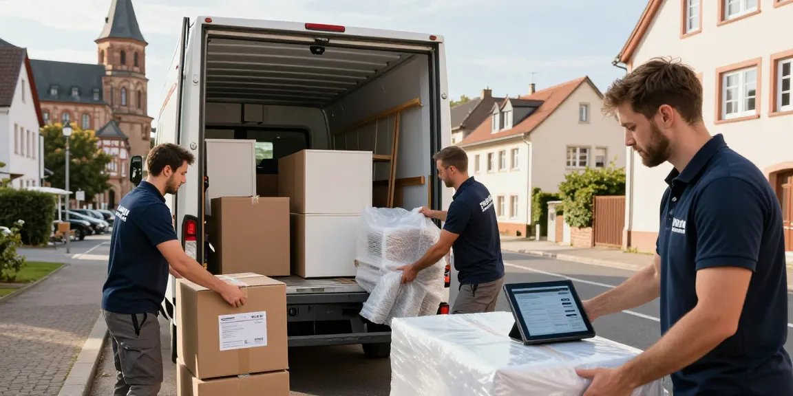 Umzugsunternehmen Speyer: Professionelles Umzugsteam packt Möbel sorgfältig.