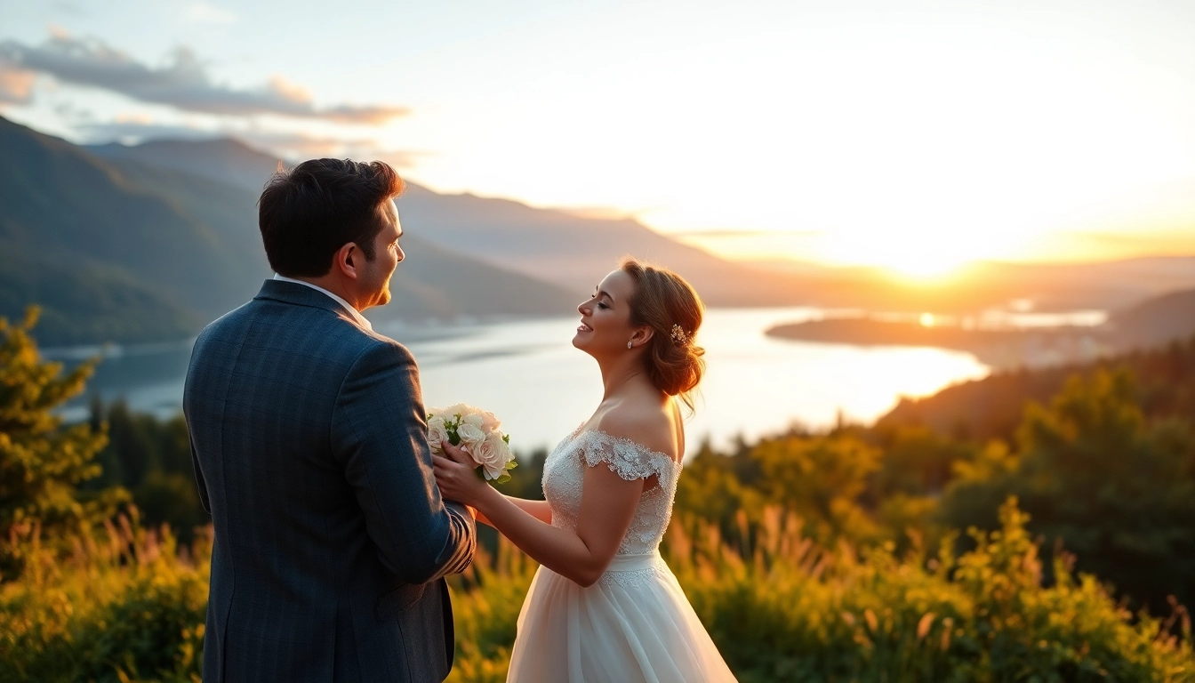 Hochzeitsfotograf Tegernsee fängt romantisches Paar vor malerischer Kulisse ein.