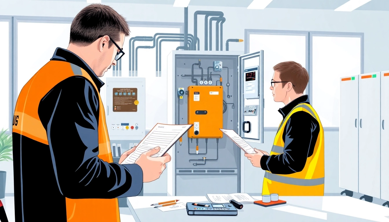Expert technician performing a DGUV V3 Prüfung on electrical devices ensuring workplace safety and compliance.