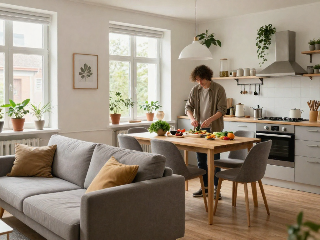 Eingerichtete Monteurzimmer Hannover mit moderner Einrichtung und gemütlichem Wohnbereich