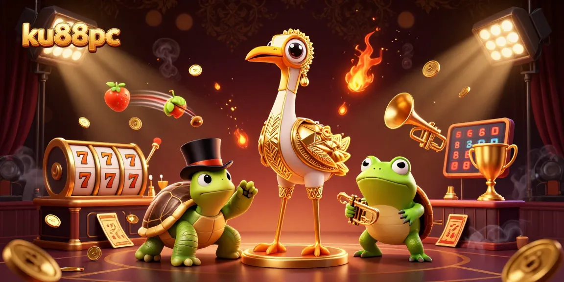 Experience thrilling wins at ku88pc with vibrant 3D casino illustrations showcasing dynamic gaming elements.