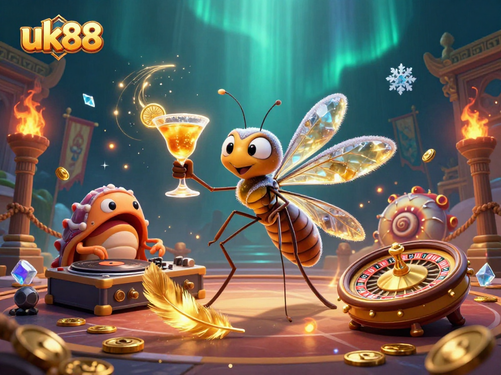 Engage in thrilling gameplay at uk88 featuring a vibrant casino scene with animated characters and dynamic elements.