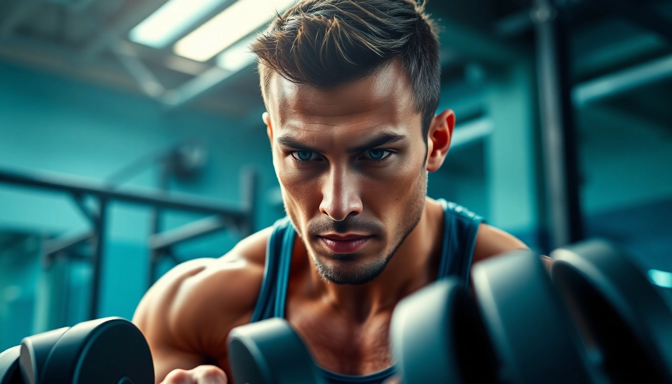Fitness enthusiast engaging in workout with clenbuterol kaufen, demonstrating strength and health.