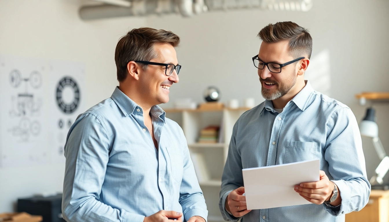 Headhunter Ingenieure in professioneller Besprechung mit technischem Hintergrund.