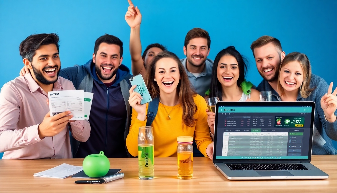 Sportwetten ohne LUGAS: Menschen freuen sich beim Platzieren von Wetten auf einer benutzerfreundlichen Online-Plattform.