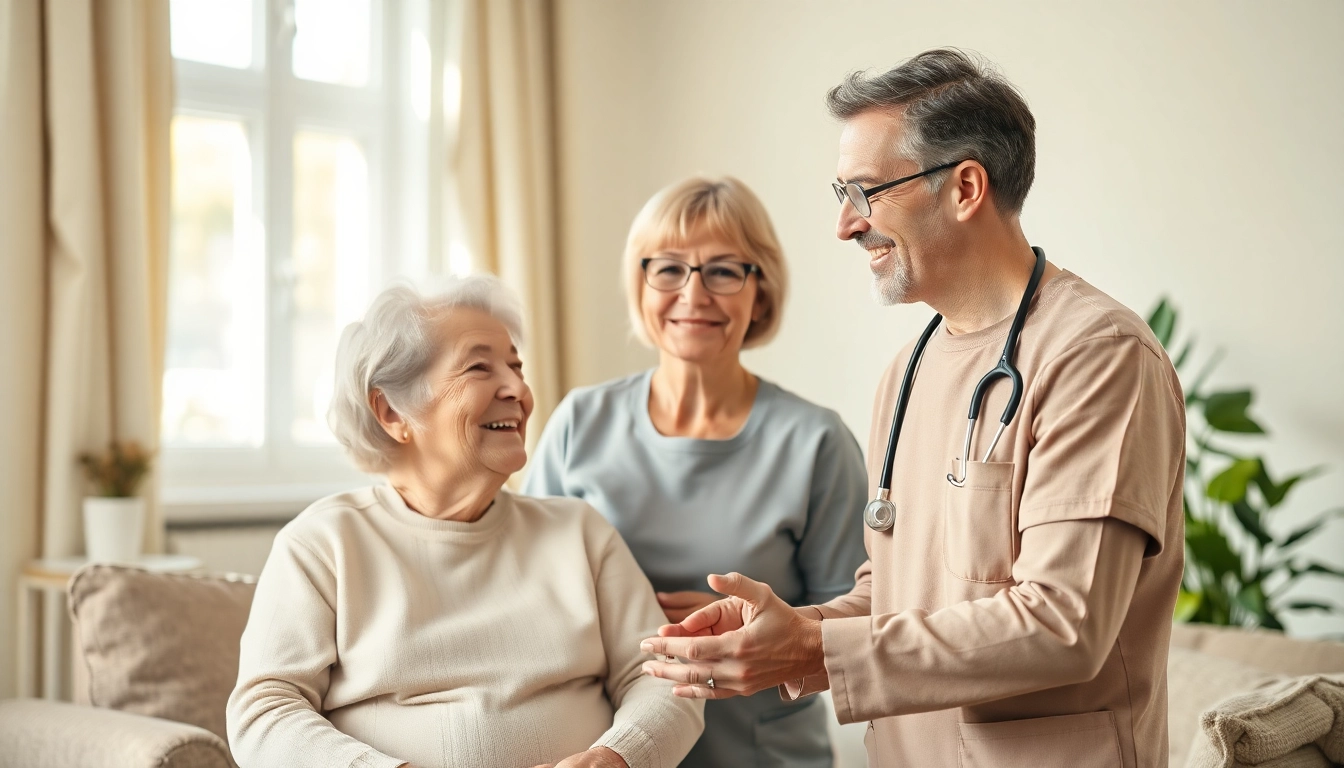 Professionelle Pflegekräfte unterstützen ältere Menschen in ihrem Alltag – Pflegedienst.