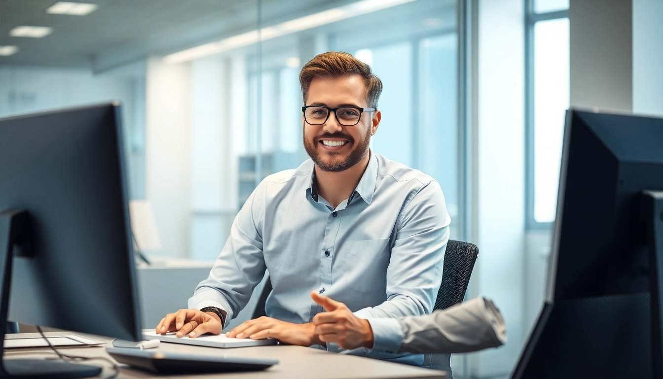 Löschdienst-Team unterstützt Kunden in einem modernen Büro bei der Löschung negativer Bewertungen.