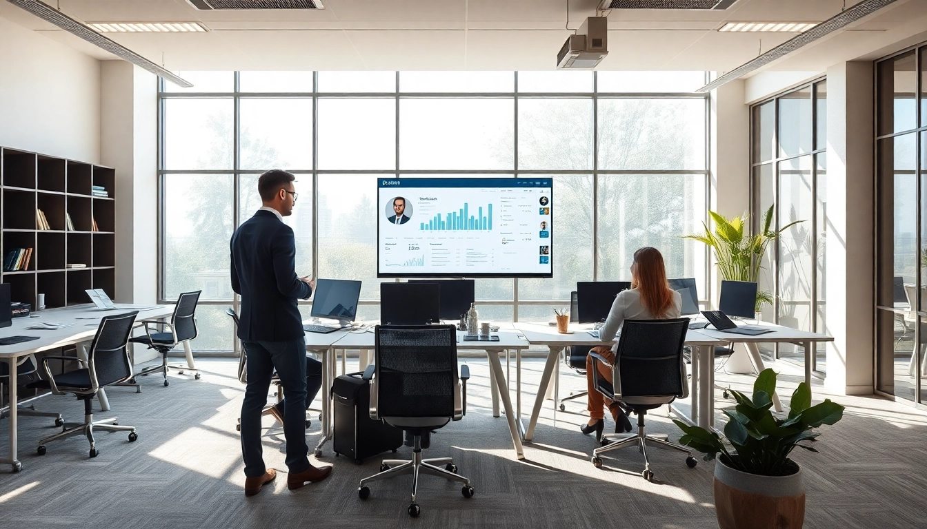 Professionelles Headhunter IT Büro mit offenen Arbeitsbereichen und modernen Arbeitsplätzen.