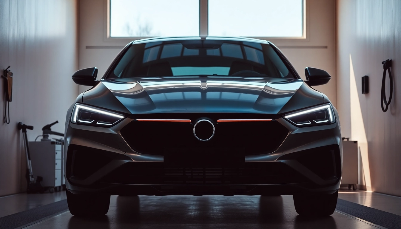 Professionelle Aufbereitung für den Leasing Rückgabe Termin München mit glänzendem Auto im Atelier.