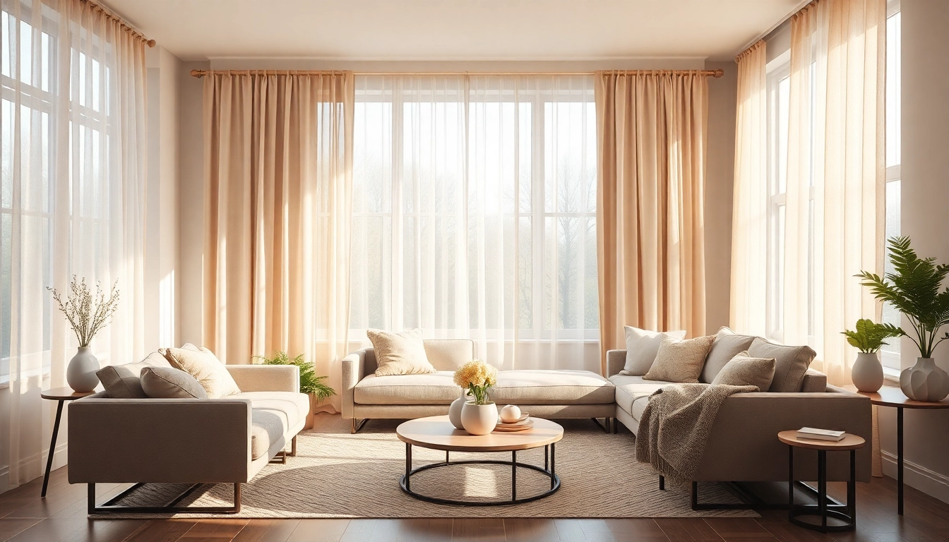 Plissee ohne Bohren verleiht diesem modernen Wohnzimmer einen eleganten Touch.