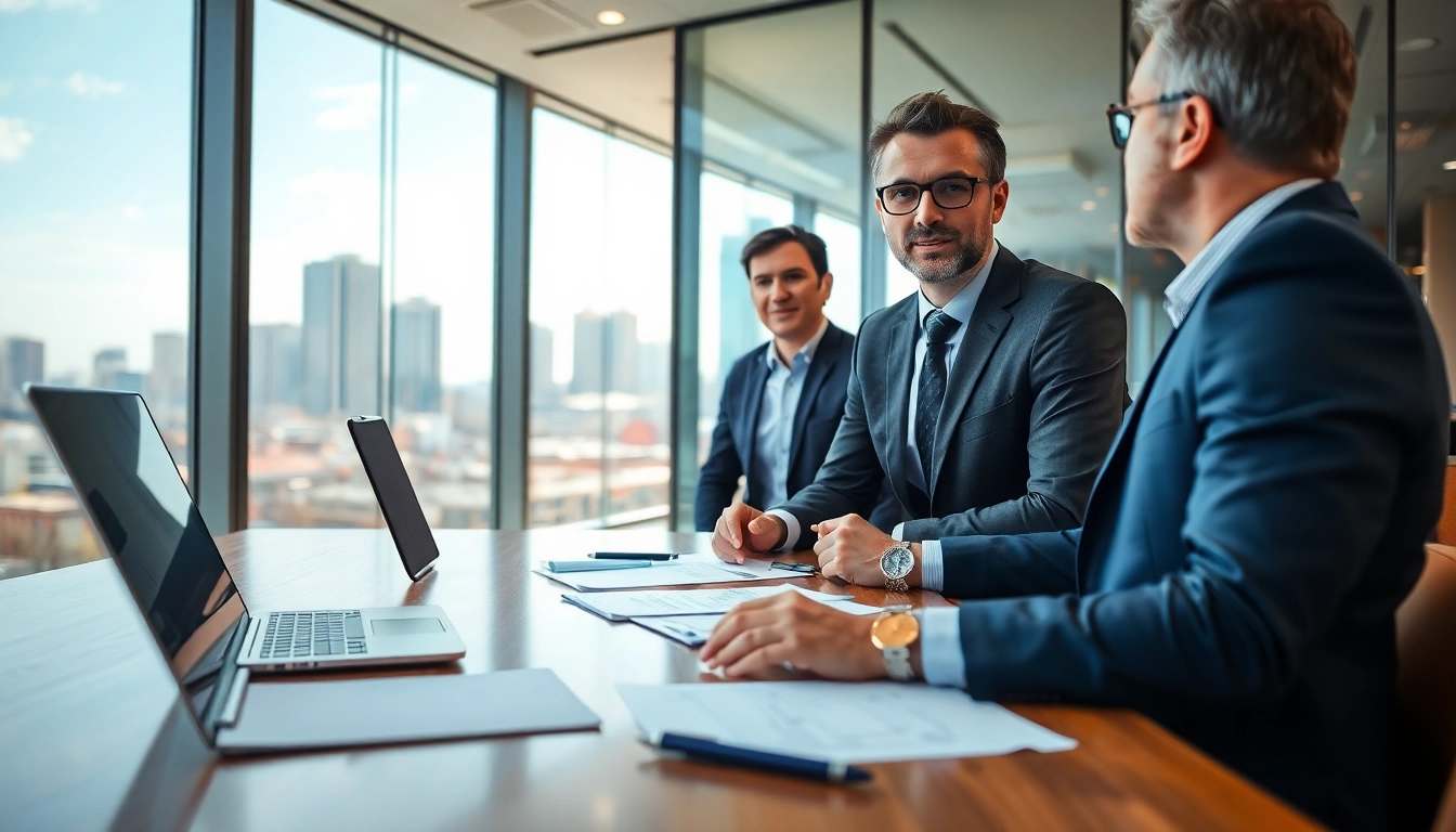 Headhunter Schweiz berät Klienten in einem modernen Büro mit urbanem Ausblick.