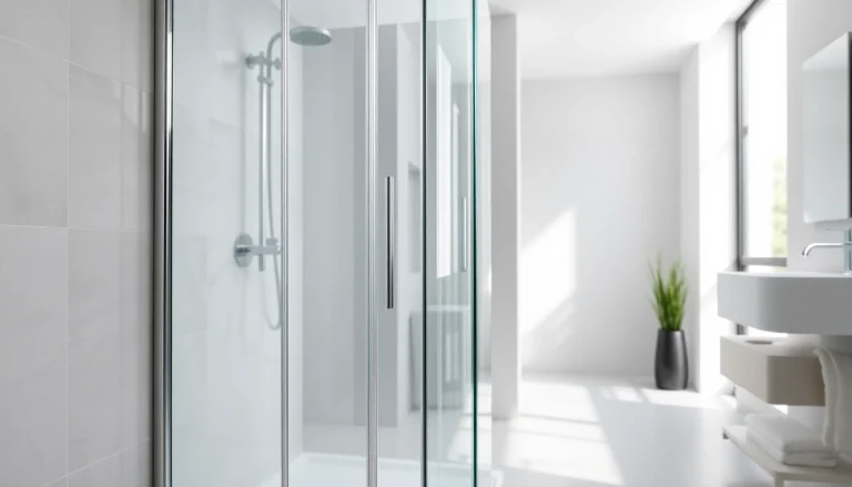 Erleben Sie die elegante duschkabine 100x100 pendeltür im modernen Badezimmer.