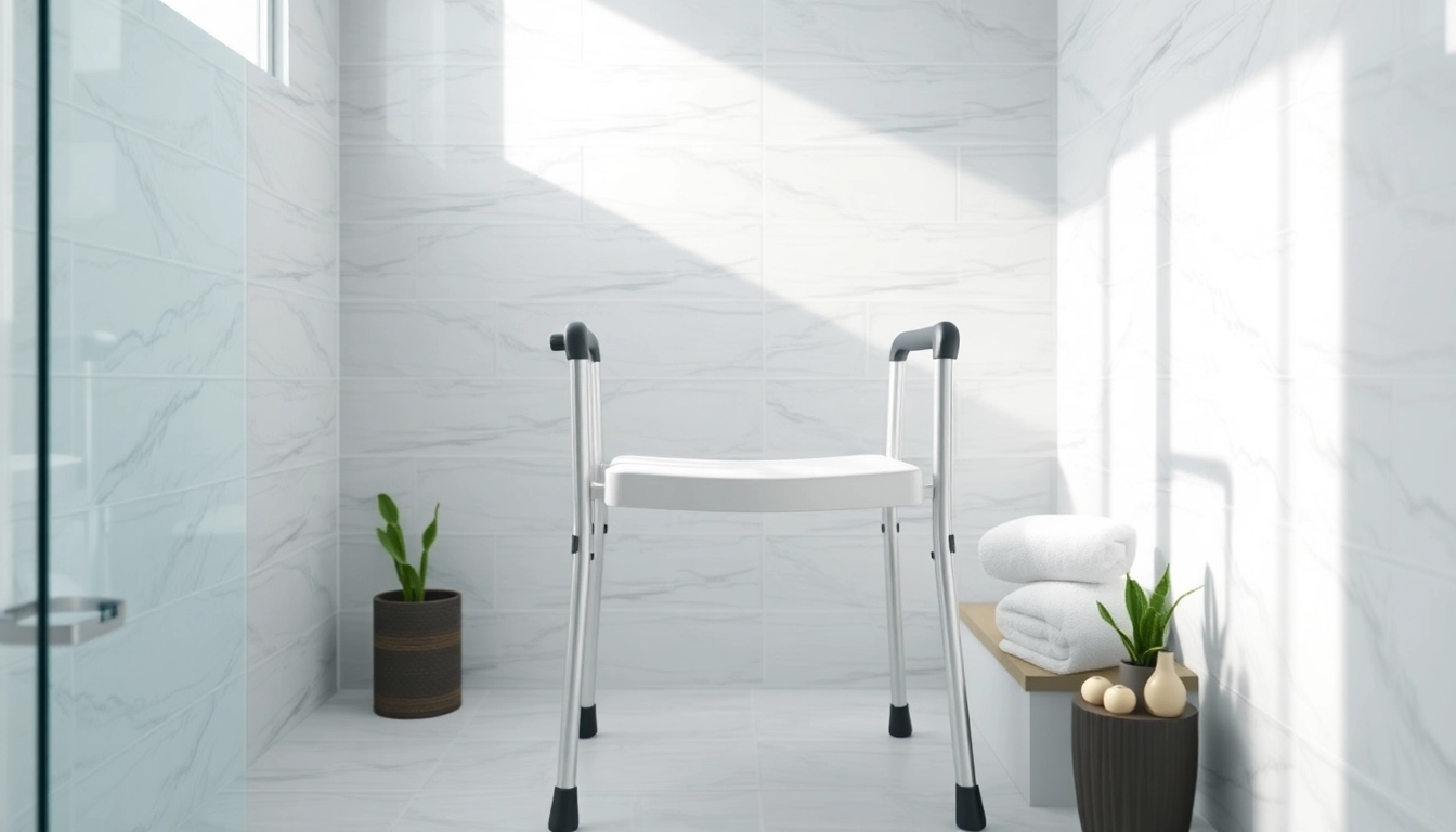 Faltbarer Duschsitz bietet Sicherheit und Komfort in einem modernen Badezimmerdesign mit einem klappbaren Duschsitz.