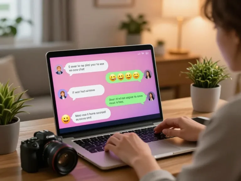 Engaging interface showcasing a friendly AI chatbot for sex ai chat in a cozy home office