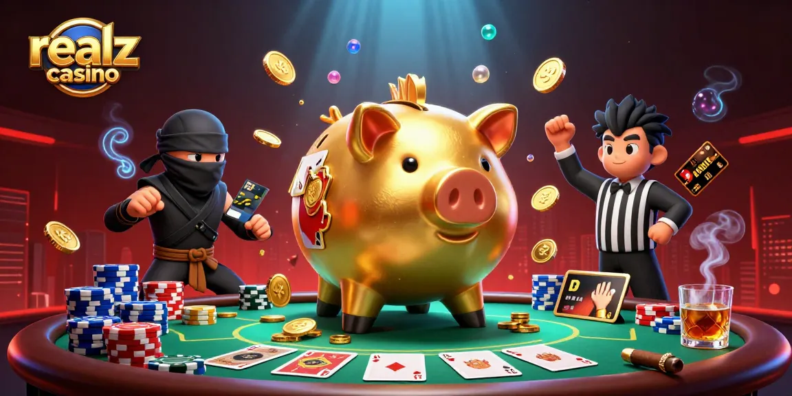 Experience excitement at realz casino with dynamic gameplay featuring poker elements and whimsical characters.
