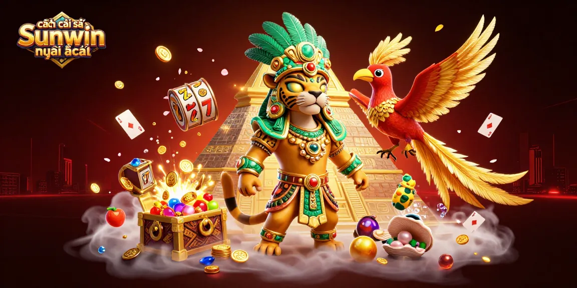 Engage with cách cài đặt Sunwin mới nhất through vibrant slots and casino-themed 3D illustration.