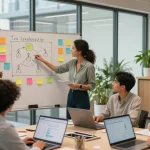 Teamarbeit zur Bekämpfung dysfunktionaler Teamführung in modernem Büro.