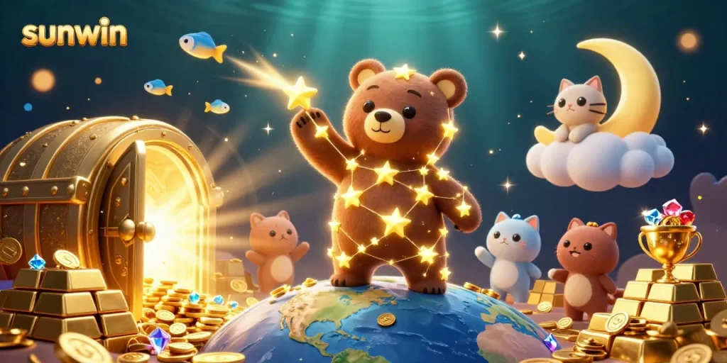 Players enjoy the excitement of winning at sunwin casino with vibrant, festive illustrations.